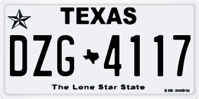 TX license plate DZG4117
