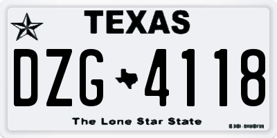 TX license plate DZG4118