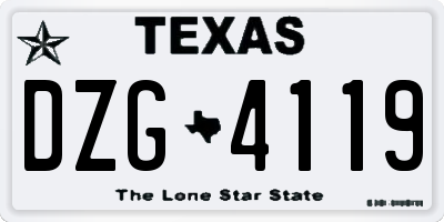 TX license plate DZG4119