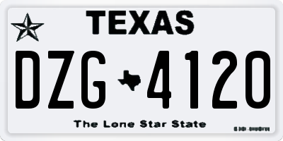 TX license plate DZG4120