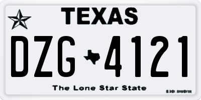 TX license plate DZG4121