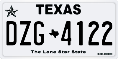 TX license plate DZG4122