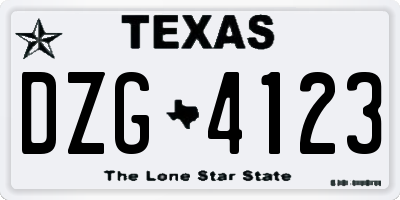 TX license plate DZG4123
