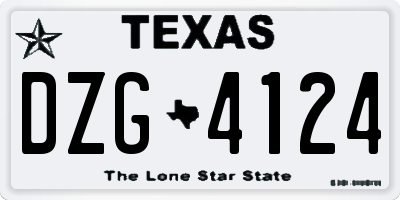 TX license plate DZG4124