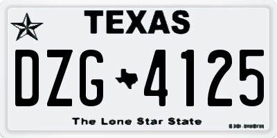 TX license plate DZG4125