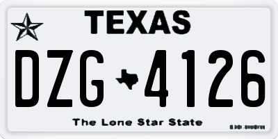 TX license plate DZG4126