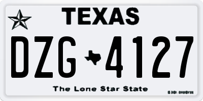 TX license plate DZG4127