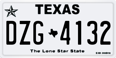 TX license plate DZG4132
