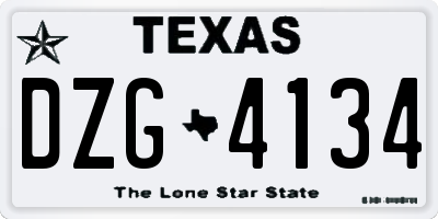 TX license plate DZG4134