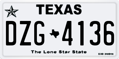 TX license plate DZG4136