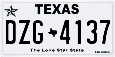 TX license plate DZG4137