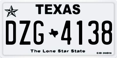 TX license plate DZG4138