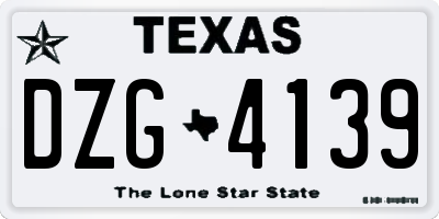 TX license plate DZG4139