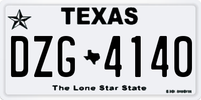 TX license plate DZG4140