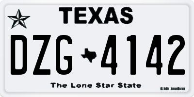 TX license plate DZG4142