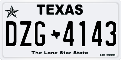 TX license plate DZG4143