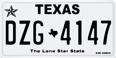 TX license plate DZG4147