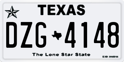 TX license plate DZG4148