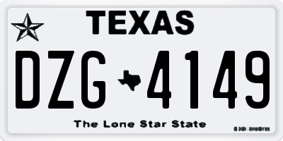 TX license plate DZG4149
