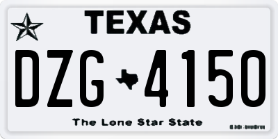 TX license plate DZG4150