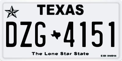 TX license plate DZG4151