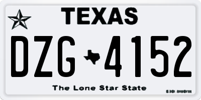 TX license plate DZG4152