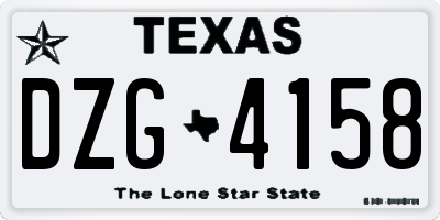 TX license plate DZG4158