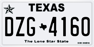 TX license plate DZG4160