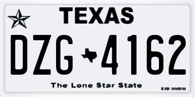 TX license plate DZG4162