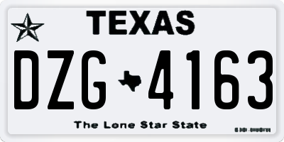 TX license plate DZG4163