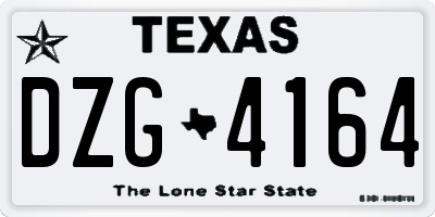 TX license plate DZG4164