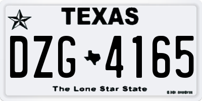 TX license plate DZG4165