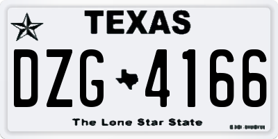 TX license plate DZG4166