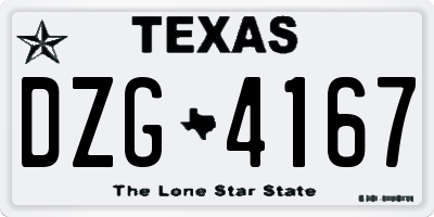 TX license plate DZG4167