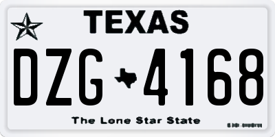 TX license plate DZG4168