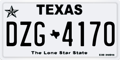 TX license plate DZG4170