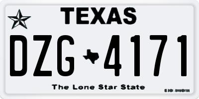 TX license plate DZG4171