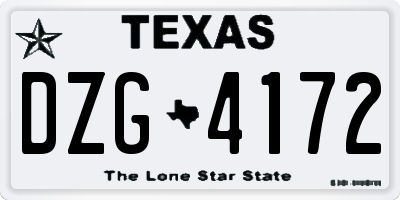 TX license plate DZG4172