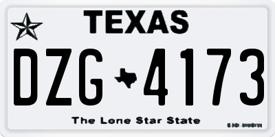 TX license plate DZG4173