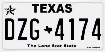 TX license plate DZG4174