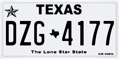 TX license plate DZG4177