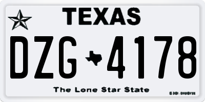 TX license plate DZG4178