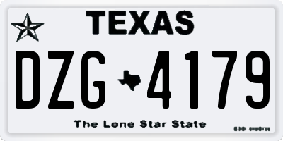 TX license plate DZG4179