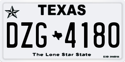 TX license plate DZG4180