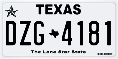TX license plate DZG4181