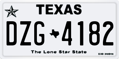TX license plate DZG4182