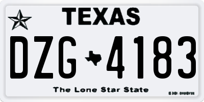 TX license plate DZG4183