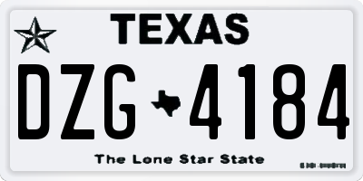 TX license plate DZG4184