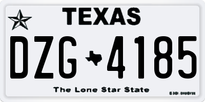 TX license plate DZG4185