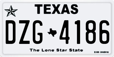 TX license plate DZG4186